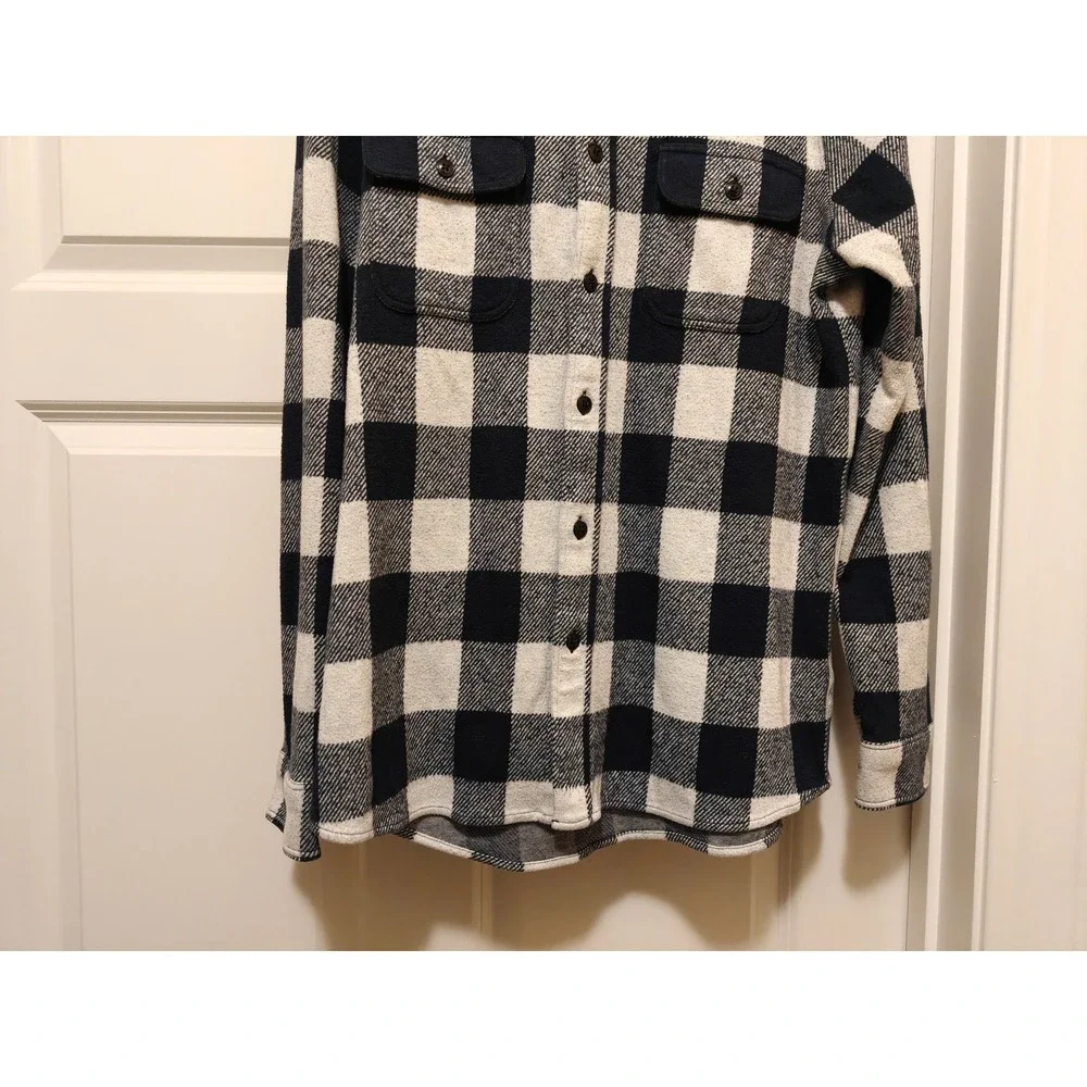 Faherty Brand Mens Legend Sweater Shirt M‎ White Navy Blue Buffalo Check Plaid